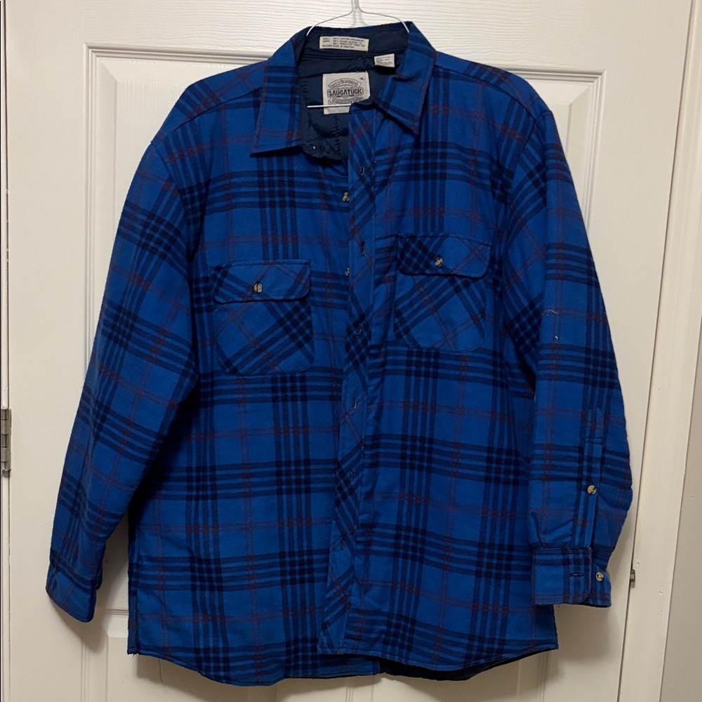 Blue and Black Plaid Men's Shirt / Jacket